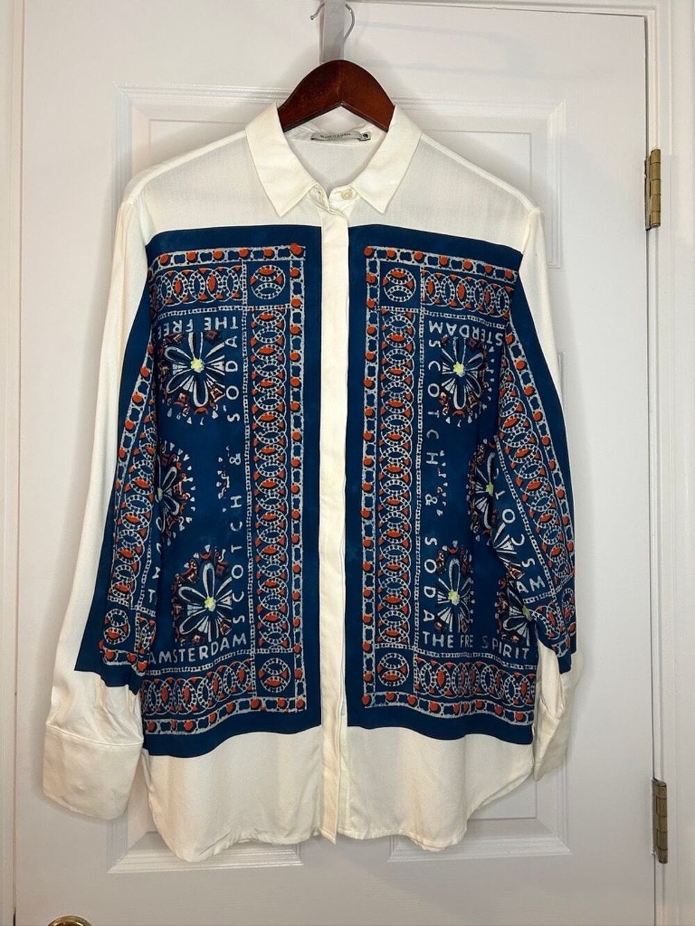 Scotch Soda Womens 36 S Bandana Scarf Print Viscose Button Down Shirt